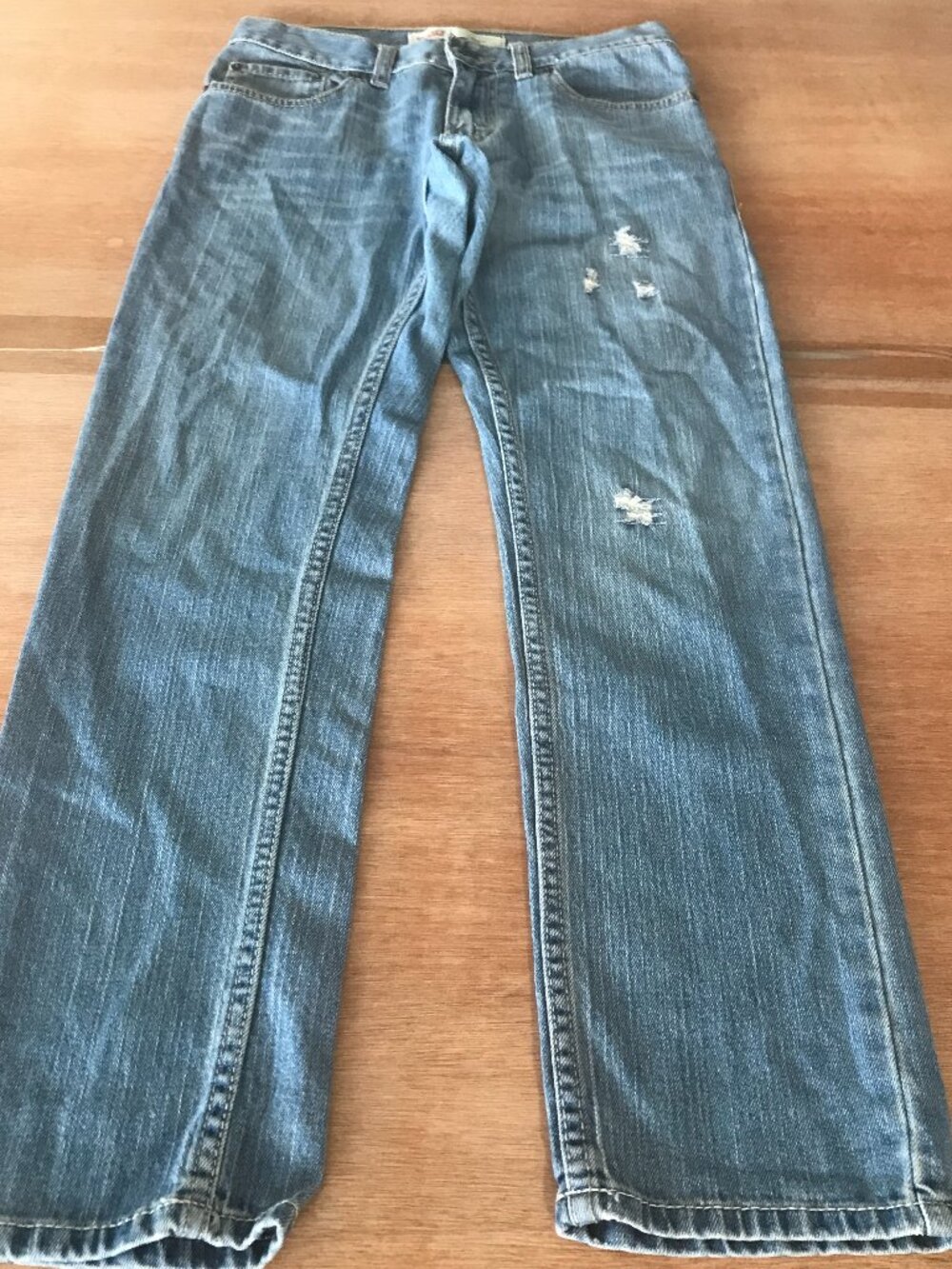 Levi's 511 Skinny Jeans Women 12 Blue Distressed Low Rise Medium Wash Stretch